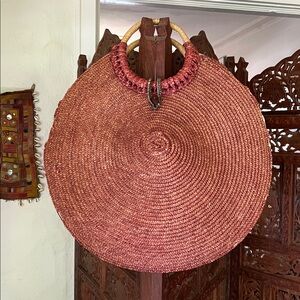 Round Woven Straw Bag Vintage Purse Boho Circle